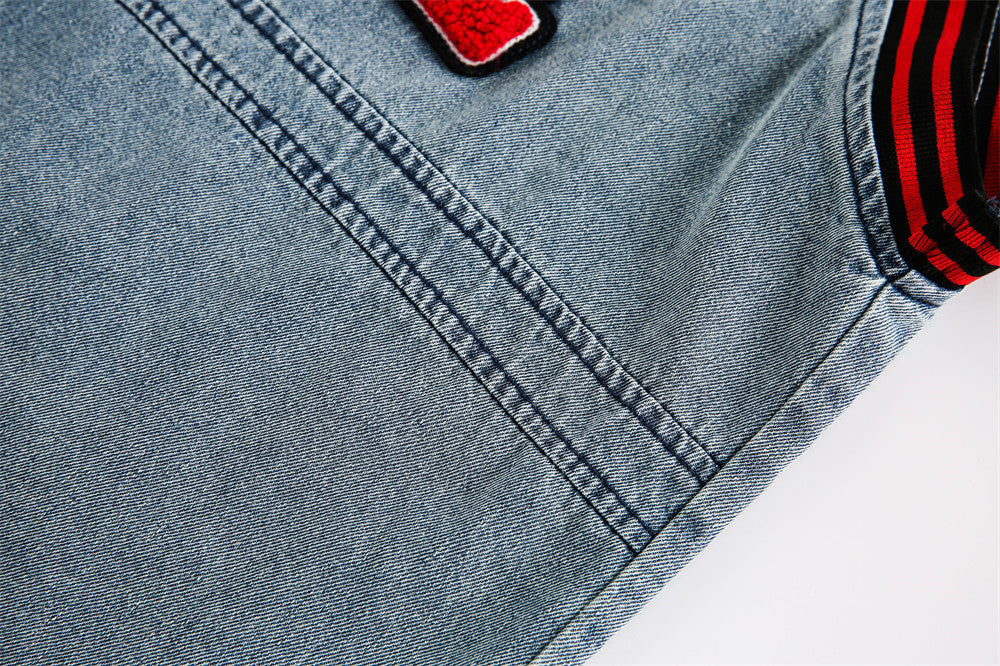 Letter Towel Embroidery Denim Vest Men