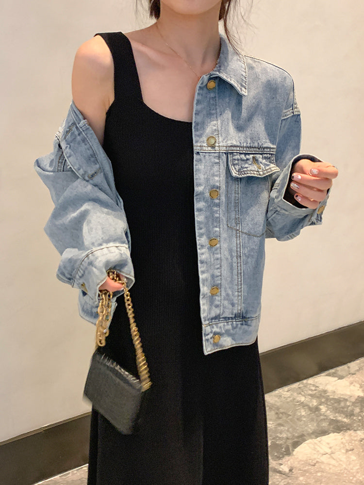 Black Bottoming Knit Suspender Dress Vest For Women With Slim Fit