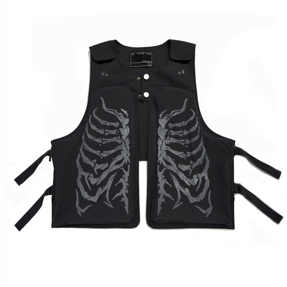 Fashion Skeleton Print Workwear Vest Men