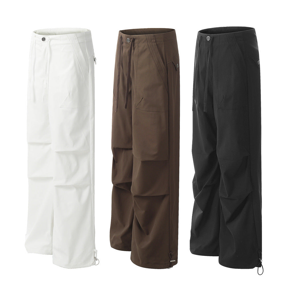 Loose Pleated Paratrooper Casual Pants Men