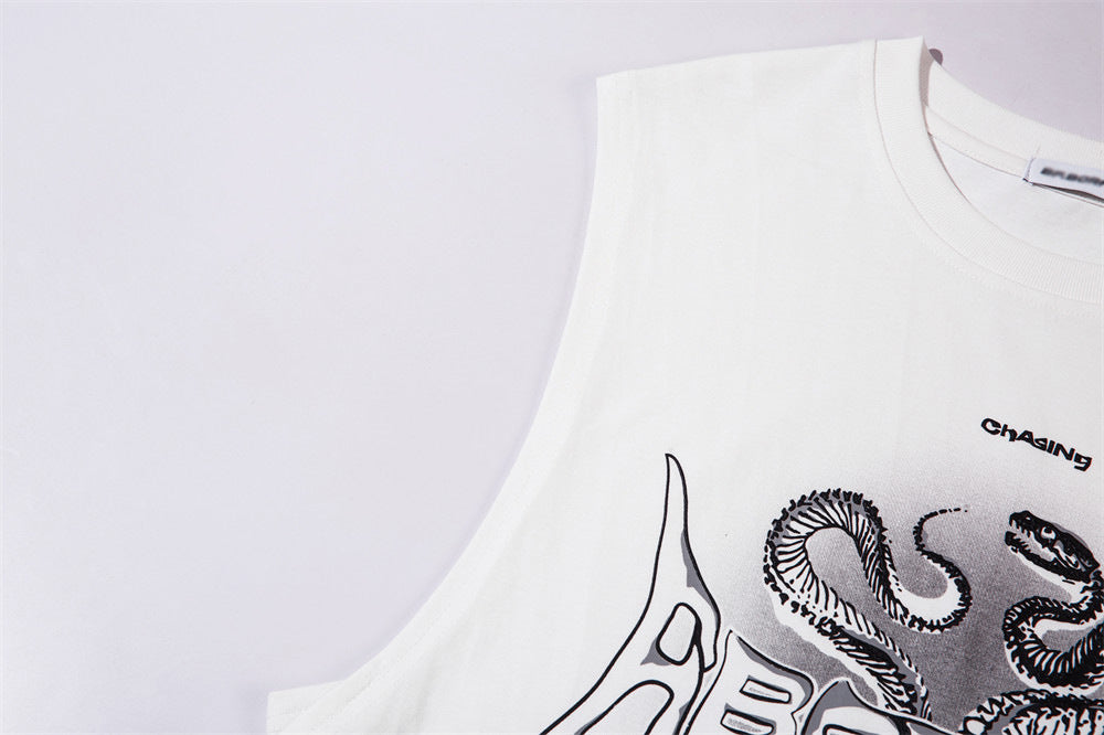 Snake Letter Printing Casual Vest Men