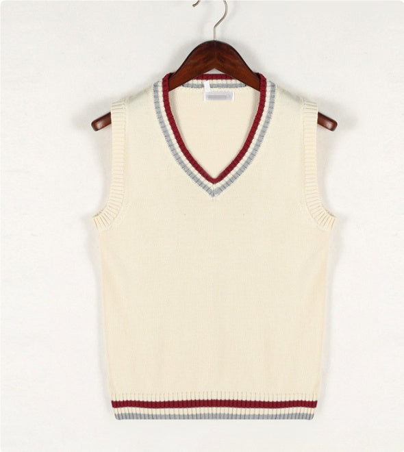 Sweater Vest Men Plus Velvet V-Neck Striped Plus Size 5Xl Oversized Couple College Style Vest Ulzzang