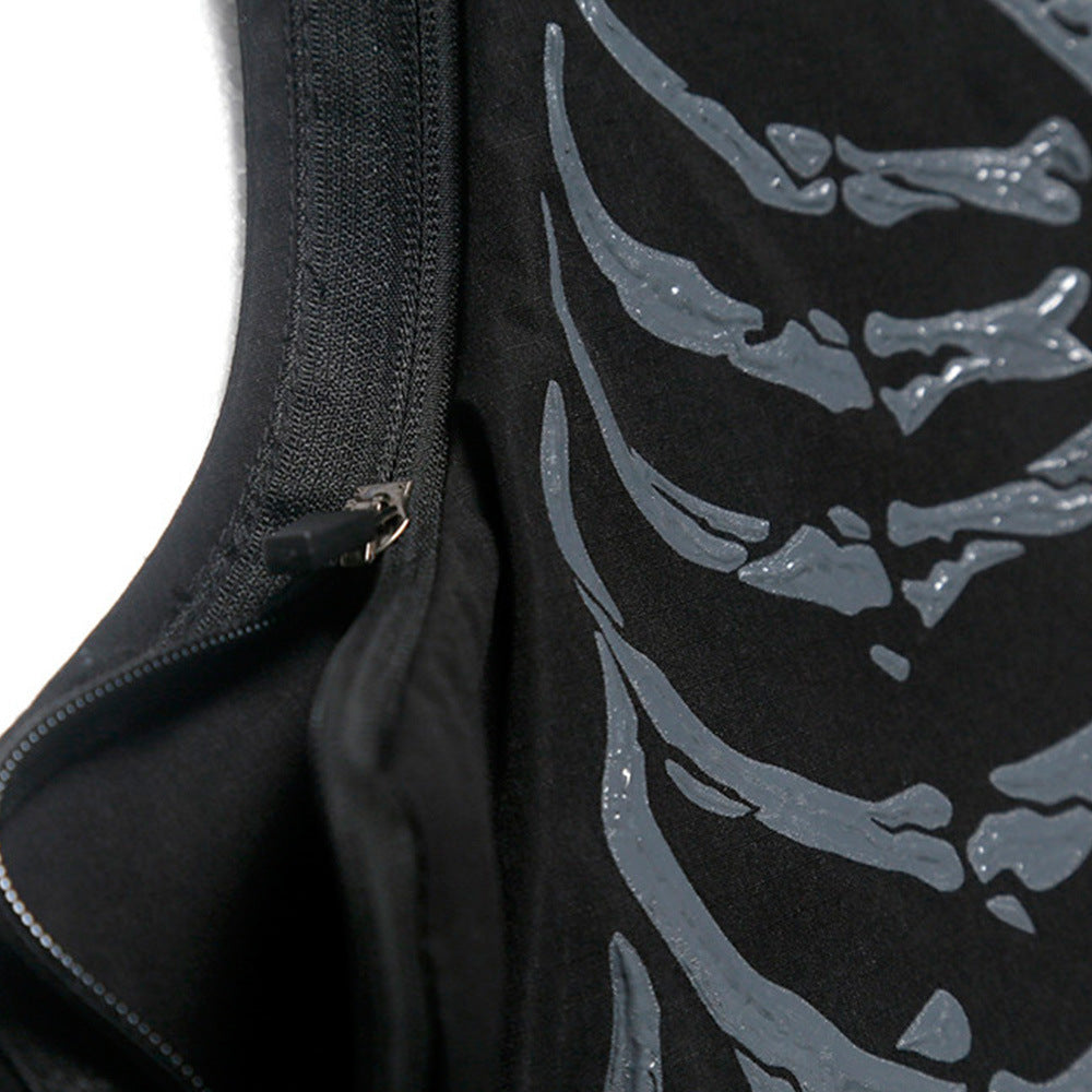 Fashion Skeleton Print Workwear Vest Men