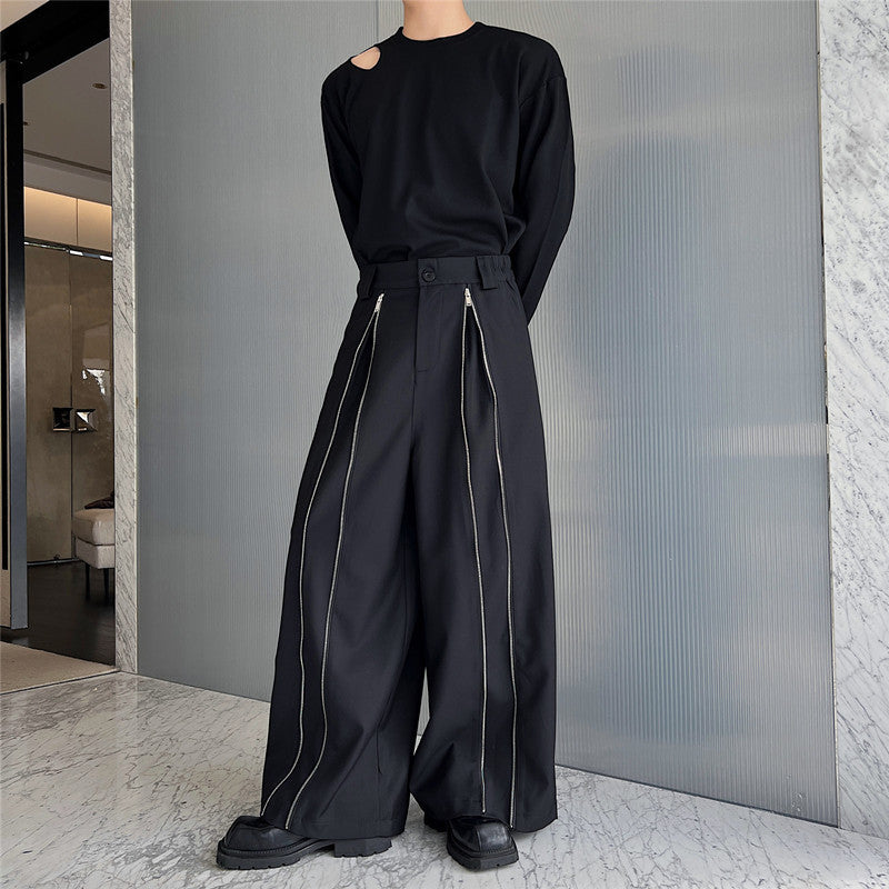 Design Wide Leg Men And Women Mop Trousers