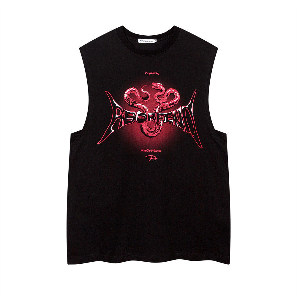 Snake Letter Printing Casual Vest Men