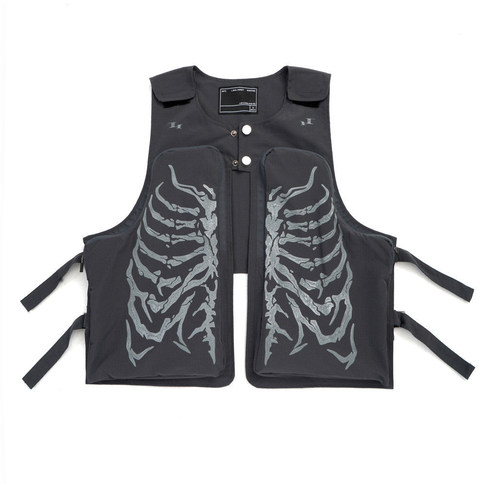 Fashion Skeleton Print Workwear Vest Men