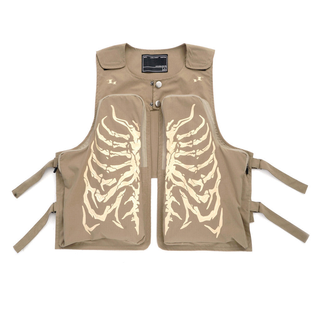 Fashion Skeleton Print Workwear Vest Men