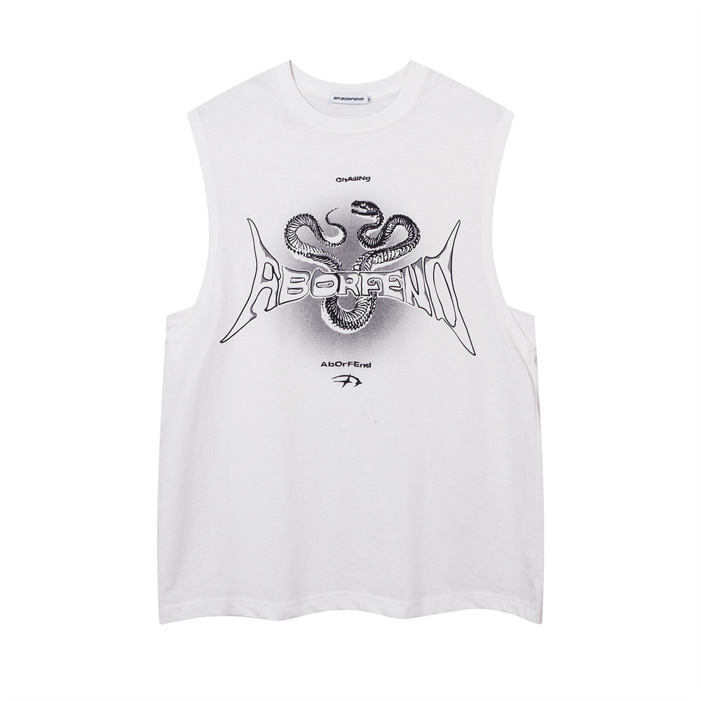 Snake Letter Printing Casual Vest Men